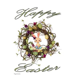 Happy Easter Garden Flag Wreath Bunny Eggs Double Sided Yard Banner Holiday