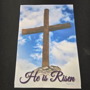 He Is Risen Garden Flag Easter Yard Banner Double Side Cross Decor