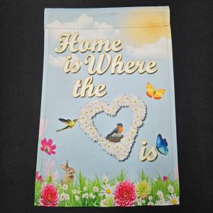 Home Is Where The Heart Is Floral Garden Flag Emotes Double Sided Banner