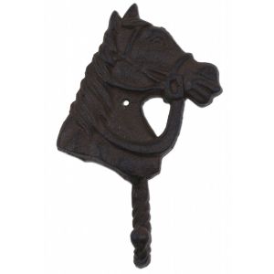 Horse Head Western Wall Hook Rust Brown Cast Iron Rustic Home Decor 6.25" Tall