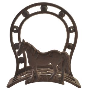 Hose Holder Reel Cast Iron Horse & Horseshoe Yard & Garden Decor