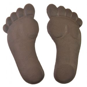 Human Footprint Stepping Stone Pair Feet Cast Iron Rustic Garden Pathway Decor