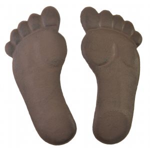 Human Footprint Stepping Stone Pair Feet Cast Iron Rustic Garden Pathway Decor