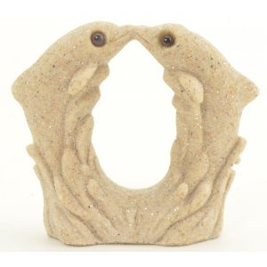 Kissing Dolphin Sand Sculpture Figurine 2 5/8" Tall Beach Decor Mr. Sandman