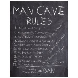 Man Cave Rules Aluminum Sign Chalkboard Wall Plaque Decor
