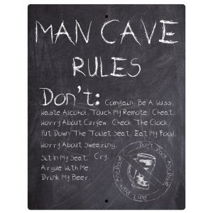 Man Cave Rules Don't List Aluminum Sign Chalkboard Wall Plaque Decor