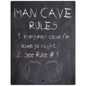 Man Cave Rules I'm Always Right Aluminum Sign Chalkboard Wall Plaque Decor