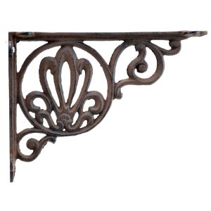 Nautical Shelf Bracket Clamshell Beach Shell Brace Rust Brown Cast Iron 8.625"