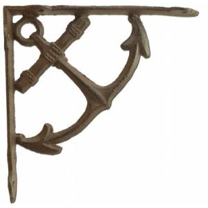 Nautical Shelf Bracket Ship Anchor Custom Shelves Brace Brown Cast Iron 7.75"