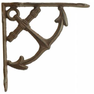 Nautical Ship Anchor Cast Iron Shelf Bracket 7.75" Boat Decor Brace Rustic Brown