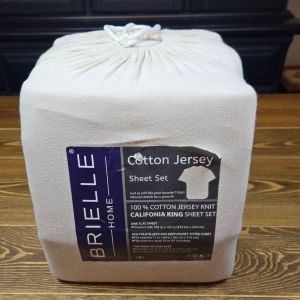 New Brielle Home Cotton Jersey Knit (T-Shirt) Sheet Set, California King, Linen