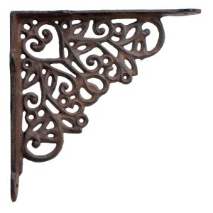 Ornate Heart Shelf Bracket Decorative Rust Brown Cast Iron Brace 8.25" Crafting
