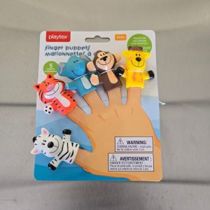 Playtex Finger Puppets Set – 5pc Jungle Animal Bath Toys – Educational & Fun 3+