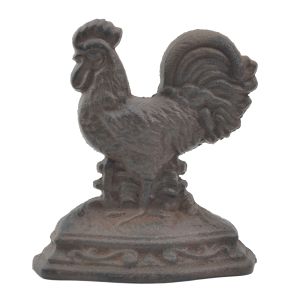 Rooster Doorstop Door Wedge Distressed Brown Cast Iron Farm House Decor 6.75" T