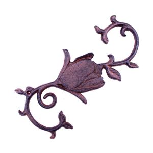 S-Hook Plant Hanger Flower Basket Decor Rustic Brown Cast Iron  11.25" Long