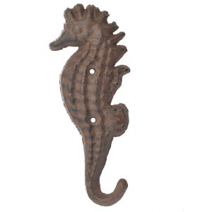 Seahorse Wall Hook Ocean Decor Rust Brown Decorative Coat Towel Hanger 5.25"