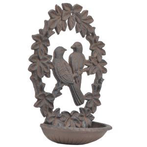 Seed Feeder Bird Bath Cast Iron Wall Mounted 9.75" Long