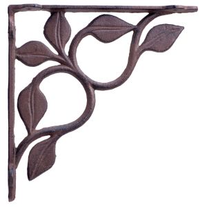 Shelf Bracket Brace For Custom Shelving Leaf & Vine Design Cast Iron 7.125" Deep