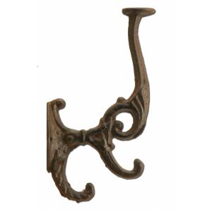 Triple Wall Hook For Coat Hat & Scarf Or Bath Towels Victorian Ornate Cast Iron