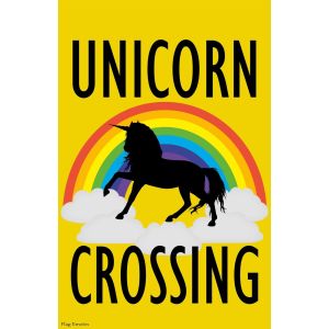 Unicorn Garden Flag Rainbow Yard Banner – "Unicorn Crossing" Cute Outdoor Decor