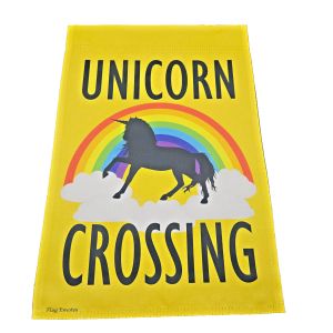 Unicorn Garden Flag Rainbow Yard Banner – "Unicorn Crossing" Cute Outdoor Decor