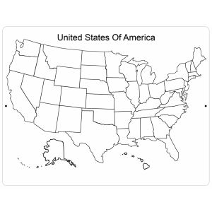 United States USA Dry Erase Map Sign Wall Plaque Kids Room Teachers Classroom