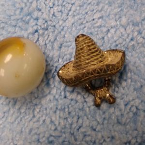 vintage Cracker Jack charm prize Metallized Plastic Sombrero Mexican Hat