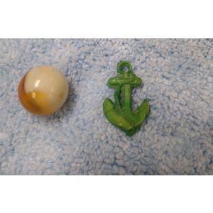 vintage Cracker Jack Gumball charm prize toy: Green Anchor