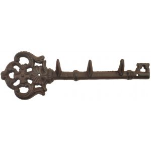 Wall Hook Coat Rack Victorian Skeleton Key Style 3 Hooks Cast Iron 11.625" Long