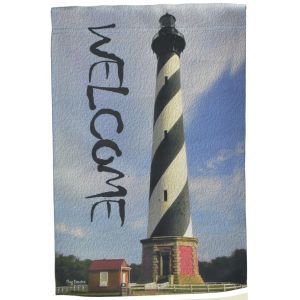 Welcome Garden Flag Lighthouse Yard Banner Beach Decor Double Sided Nautical
