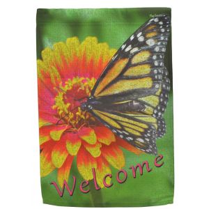Welcome Garden Flag Monarch Butterfly Double Sided Yard Decor Banner