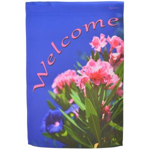 Welcome Garden Flag Pink Flowers Yard Banner Decor