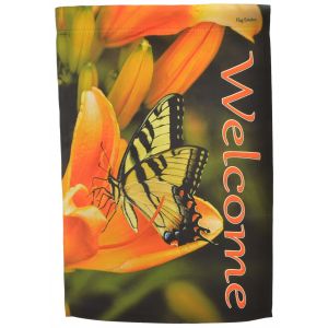 Welcome Garden Flag Yellow Butterfly Double Sided Yard Banner Flag Emotes N