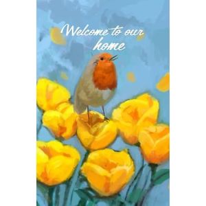 Welcome To Our Home Double Sided Garden Flag Emotes Bird & Flowers Banner Decor