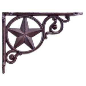 Western Decorative Wall Shelf Bracket Brown Cast Iron Rustic Star Brace 8.75"