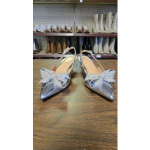 Women's Priscilla Rhinestone Bow Slingback Kitten Heels Prom Shoes