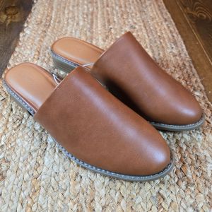 Women's Rita Mule Flats Memory Foam Insole Brown Slide