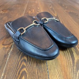 Womens Sandy Mule Flats with Memory Foam Insole Black SZ 9.5