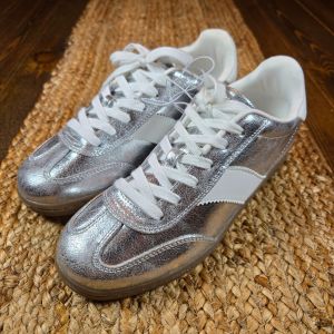 Women's Spencer Y2K Core Sneakers Silver Low Top Shoes Memory Foam Insole