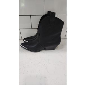 Women's Western Ankle Boots Henley Black Bootie Cowgirl Core Couture Silver Toe