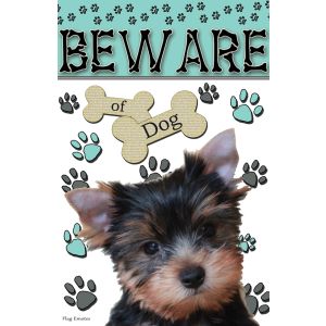 Yorkie Garden Flag Beware Of Dog Yard Decor Funny Puppy Double Sided Banner