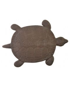 13" Brown Cast Iron Turtle Stepping Stone Decorative Garden Pathway Paver Decor