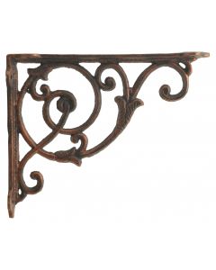 Angle Bracket Cast Iron Wall Shelf Brace Decorative Ornate Vine Bronze 8.5" Deep