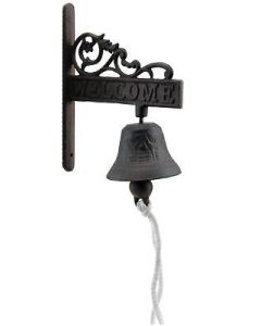 Cast Iron Dinner Bell Flower Vine Welcome Distressed Brown Doorbell Floral N