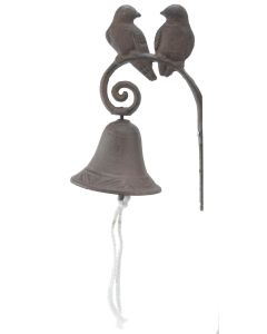 Cast Iron Dinner Bell Love Birds Distressed Brown Doorbell Outdoor Porch Decor