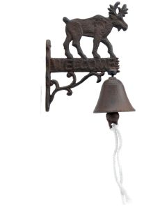 Cast Iron Dinner Bell Moose Welcome Sign Outdoor Decor