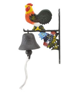 Cast Iron Dinner Bell Rooster & Flowers Colorful Doorbell