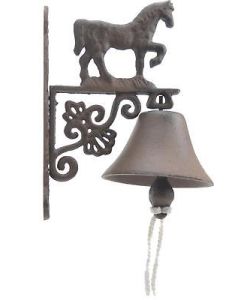 Cast Iron Dinner Bell Walking Horse Doorbell Farm Ranch Home Porch Decor Brown