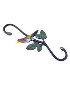 Cast Iron S Style Plant Hook Colorful Bird Flower Basket Hanger 11.75" Long N