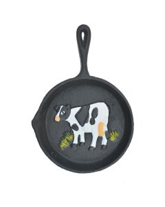 Cast Iron Skillet Wall Hanging Holstein Dairy Cow Frying Pan Farm Decor 7.75" L